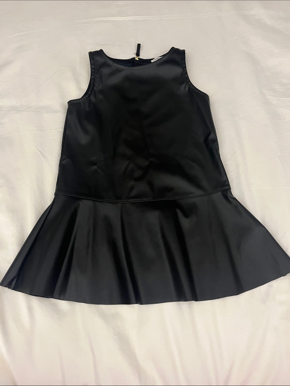 Black Sleeveless Faux-Leather Flared Hem Dress